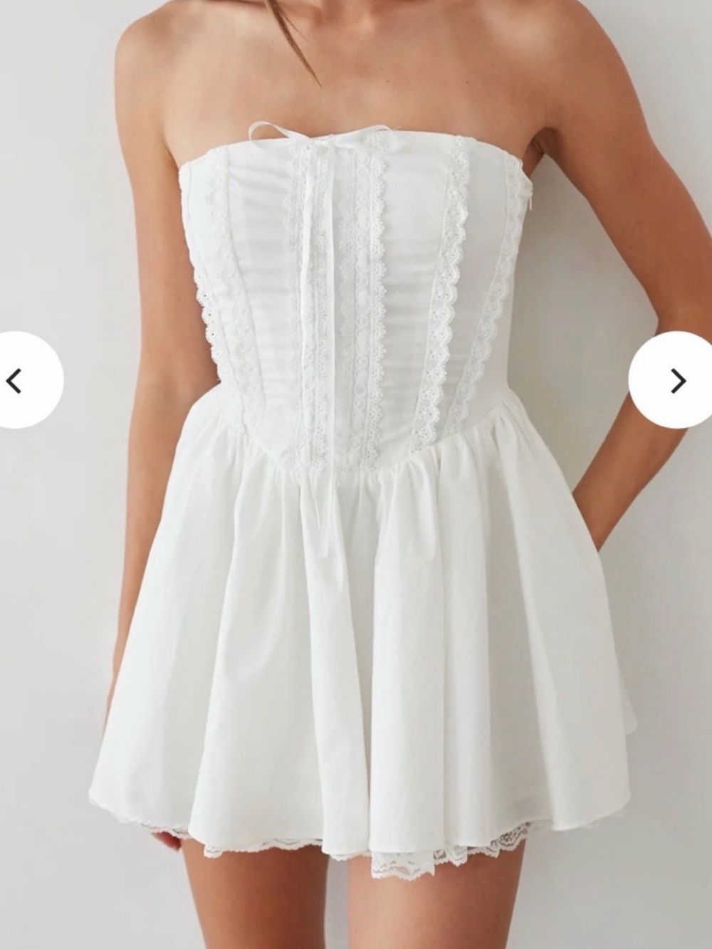 NWT American Threads White Strapless Lace Mini Dress